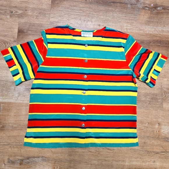 TanJay Tops - 🇺🇸TanJay Collections Internationale Size 14 Vintage  Striped Blouse
